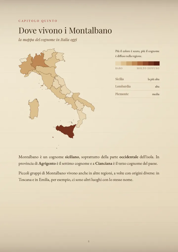 Una pagina del PDF sul cognome Montalbano