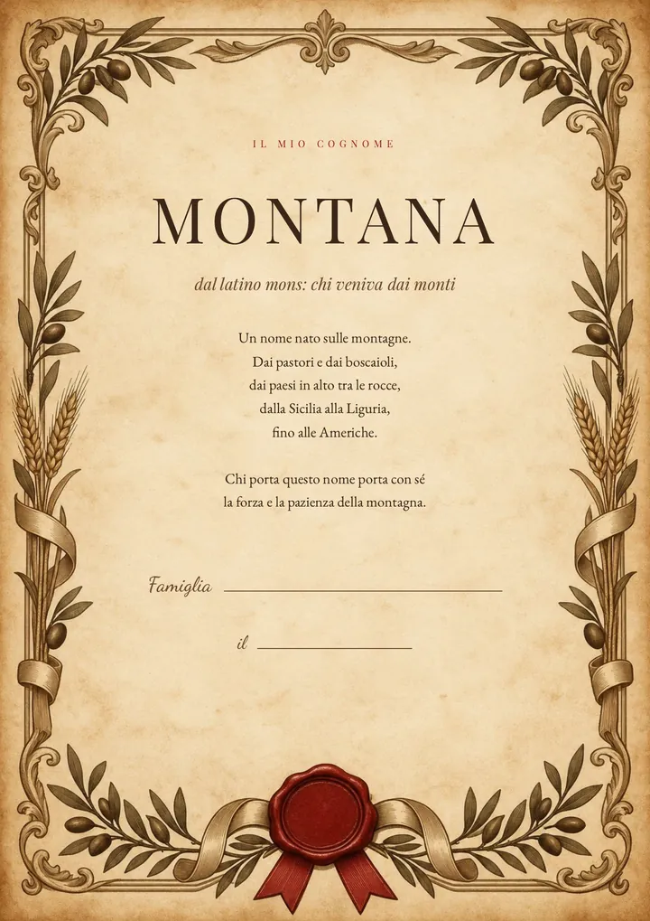 Una pagina del PDF sul cognome Montana