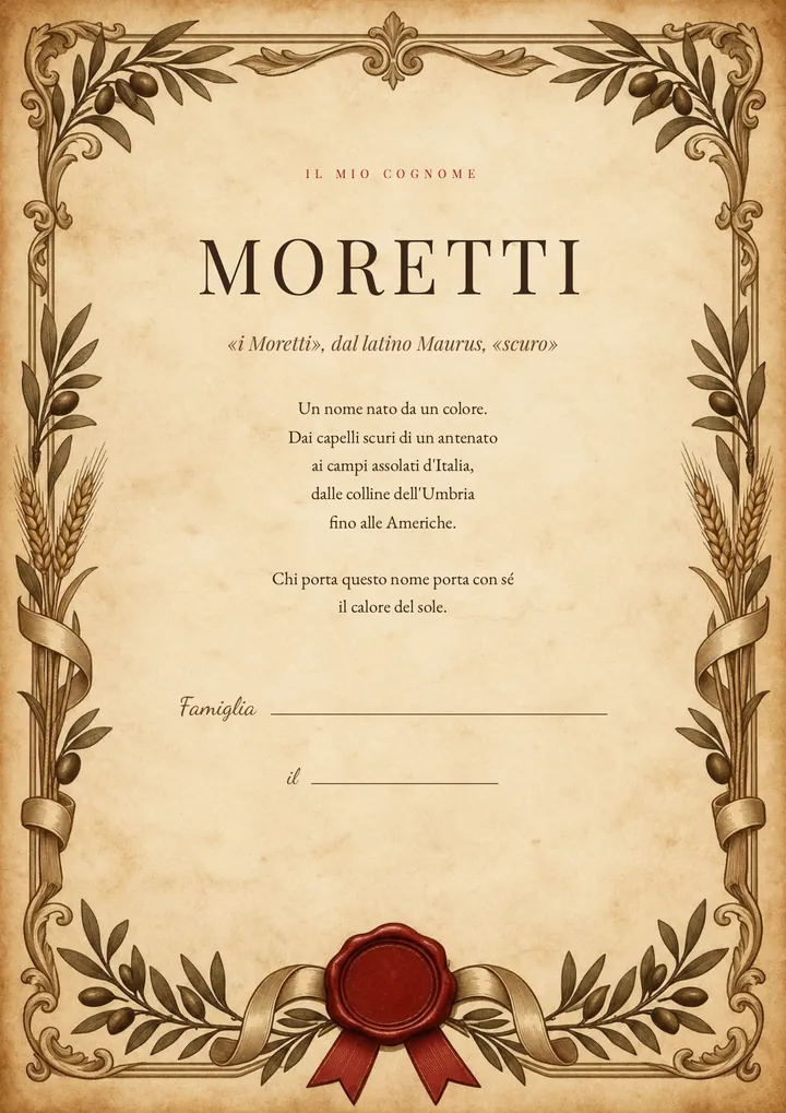 Una pagina del PDF sul cognome Moretti