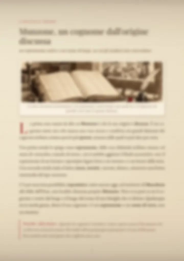 Una pagina del PDF sul cognome Munzone, sfocata