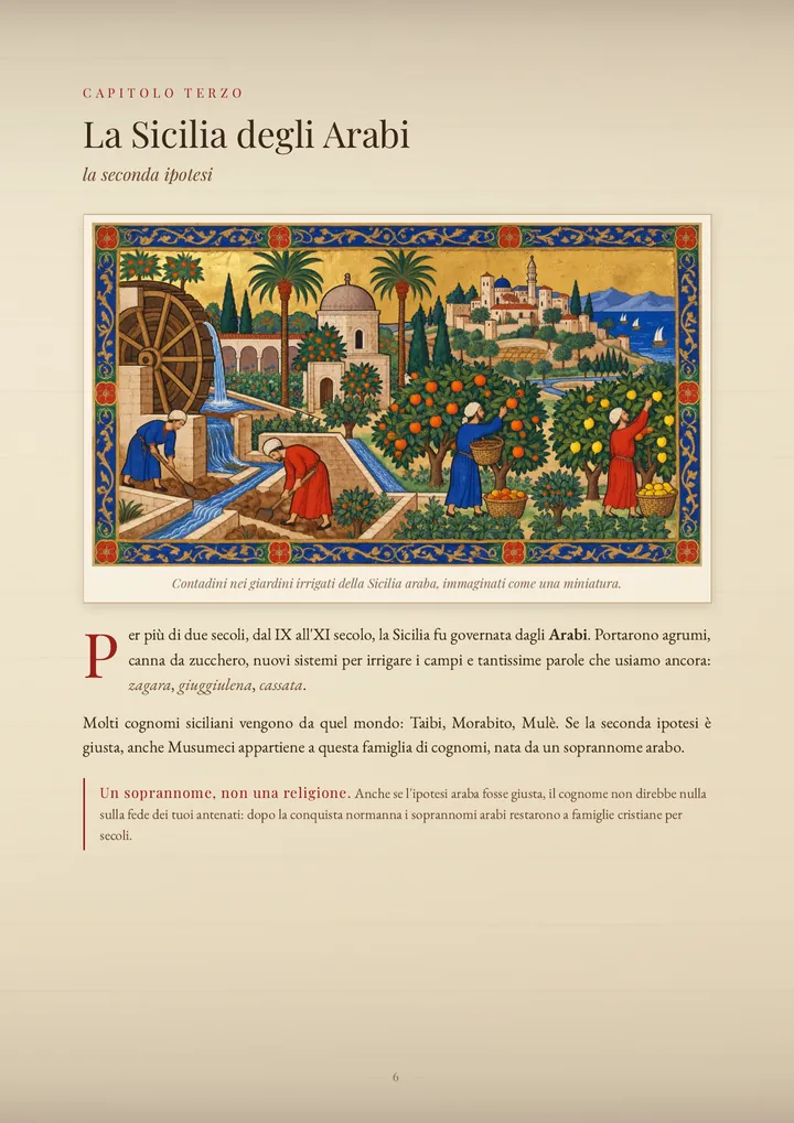 Una pagina del PDF sul cognome Musumeci