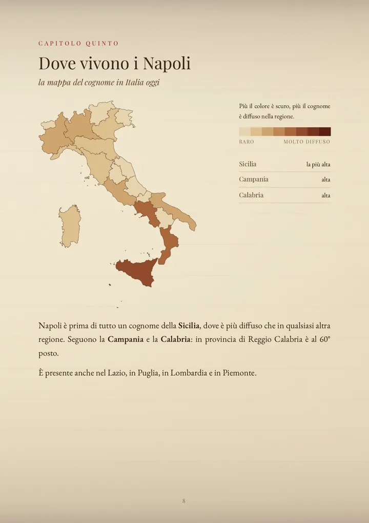 Una pagina del PDF sul cognome Napoli