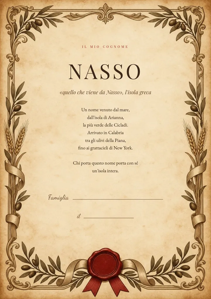 Una pagina del PDF sul cognome Nasso