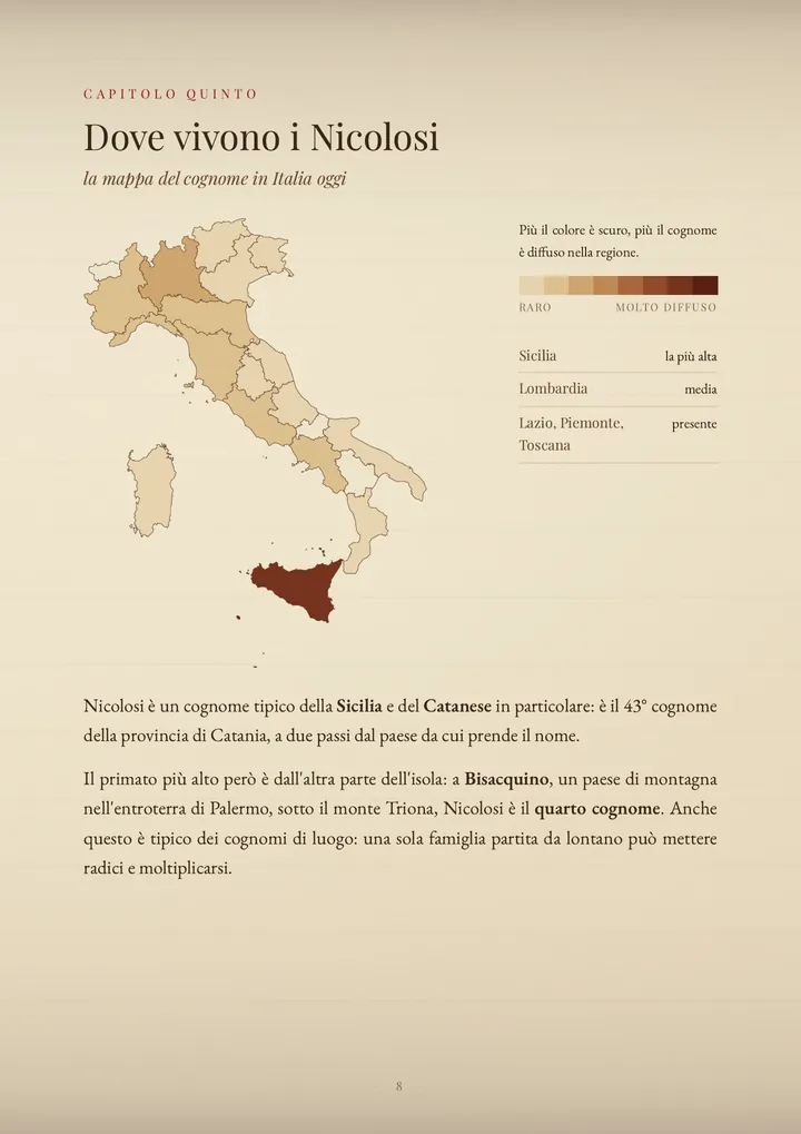 Una pagina del PDF sul cognome Nicolosi
