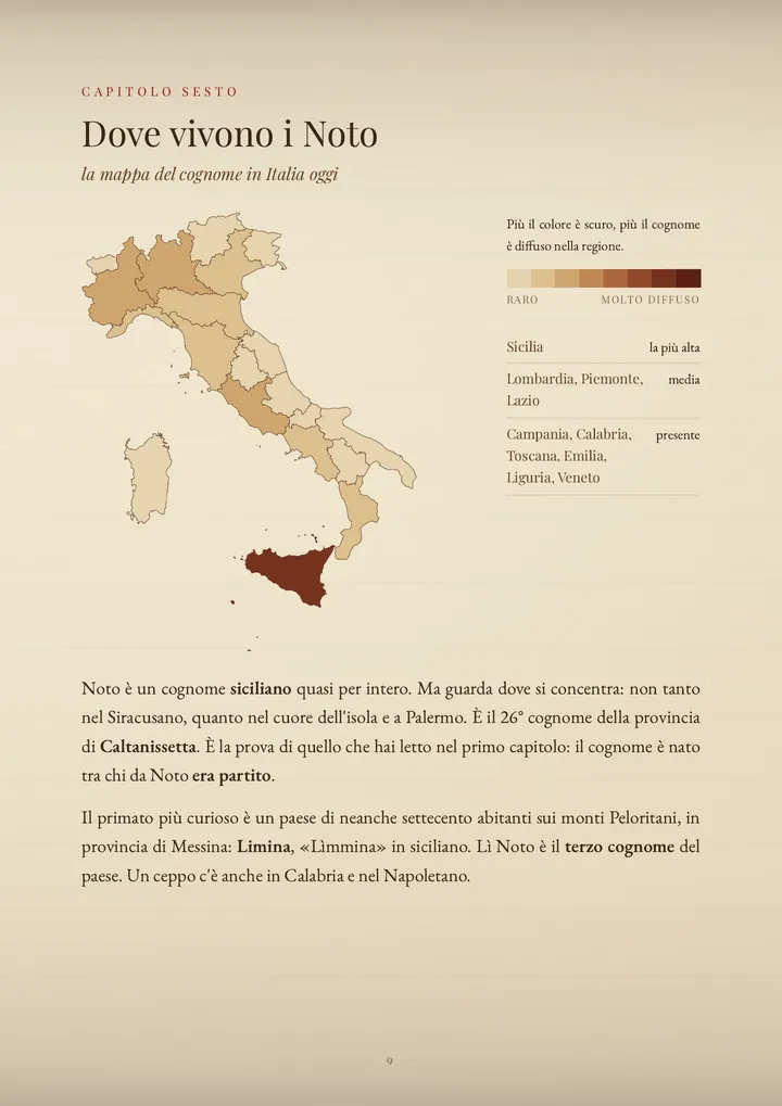 Una pagina del PDF sul cognome Noto