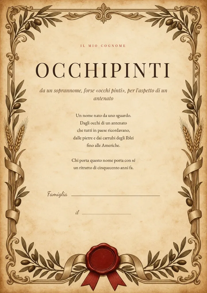 Una pagina del PDF sul cognome Occhipinti