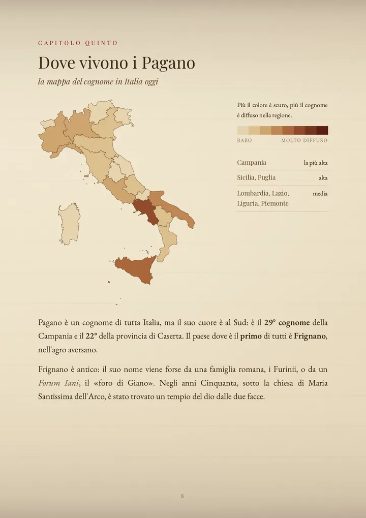 Una pagina del PDF sul cognome Pagano