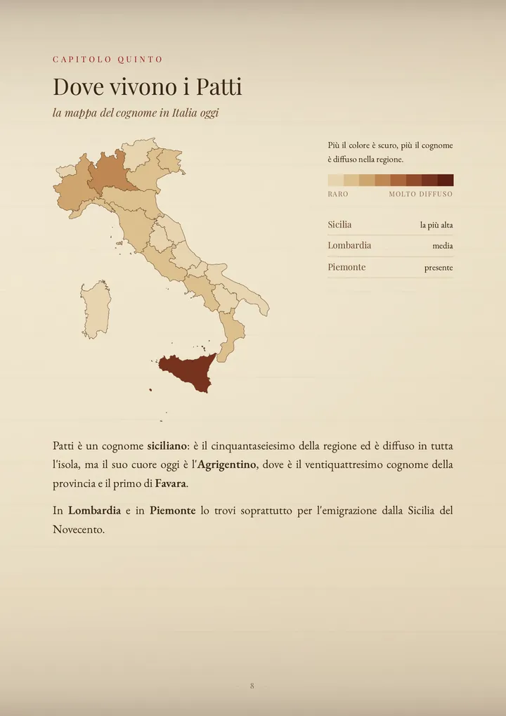 Una pagina del PDF sul cognome Patti