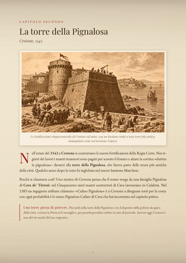 Una pagina del PDF sul cognome Pignalosa
