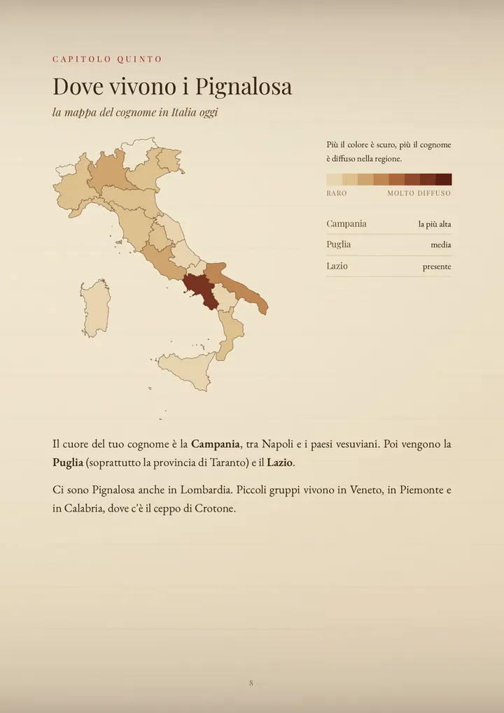 Una pagina del PDF sul cognome Pignalosa