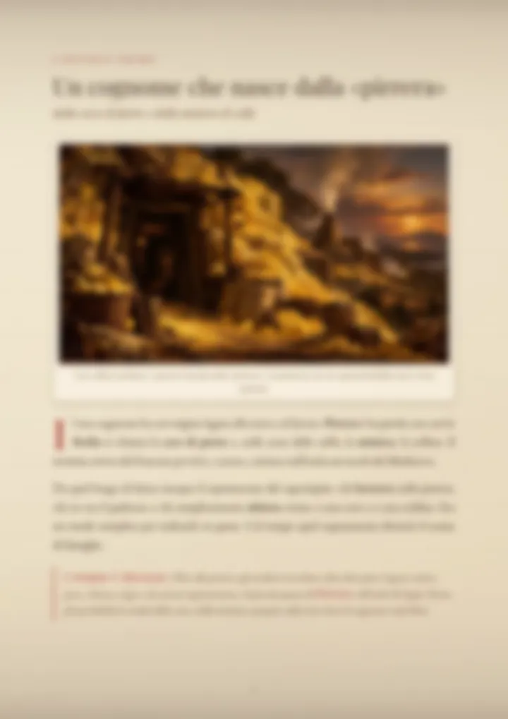 Una pagina del PDF sul cognome Pirrera, sfocata