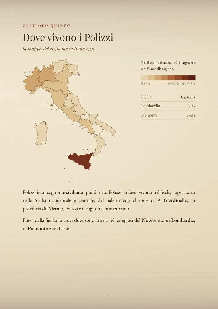 Una pagina del PDF sul cognome Polizzi