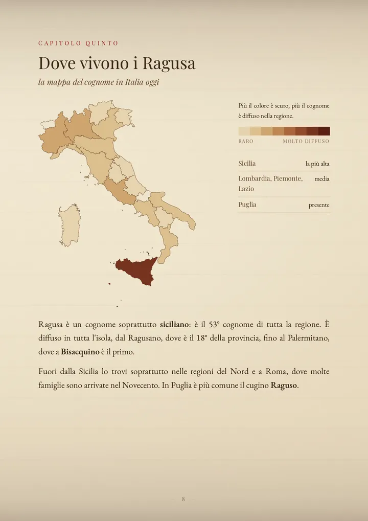 Una pagina del PDF sul cognome Ragusa