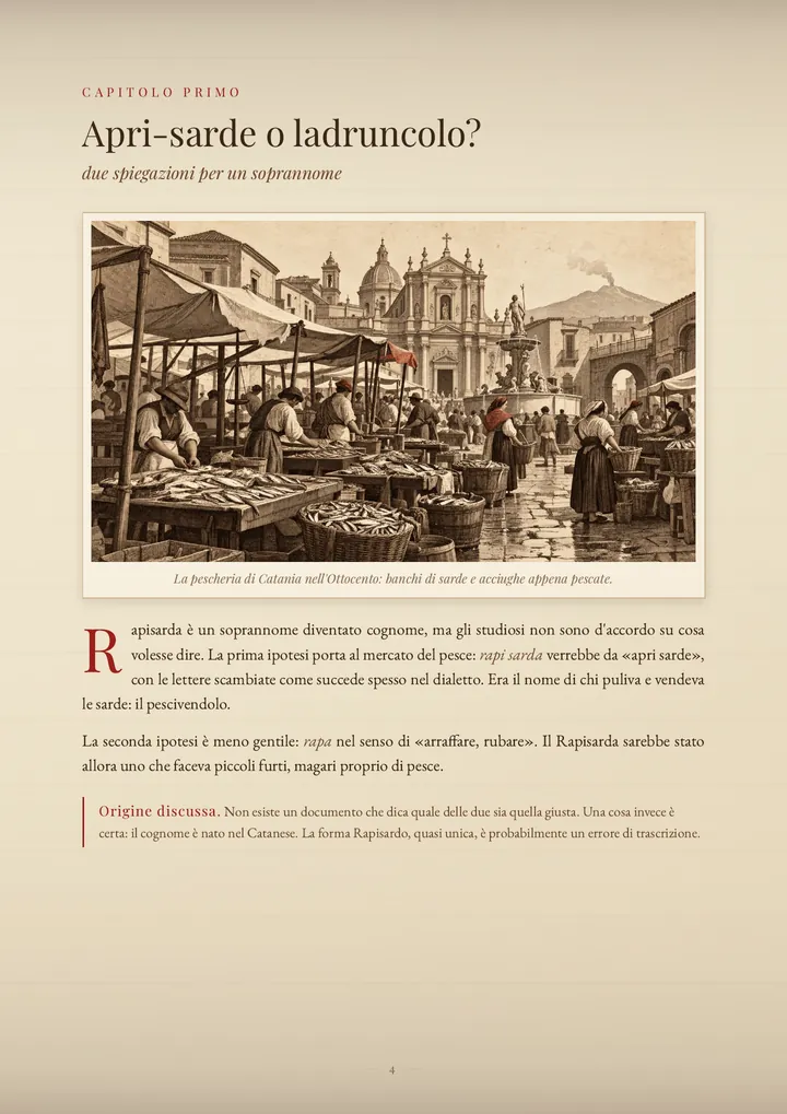 Una pagina del PDF sul cognome Rapisarda