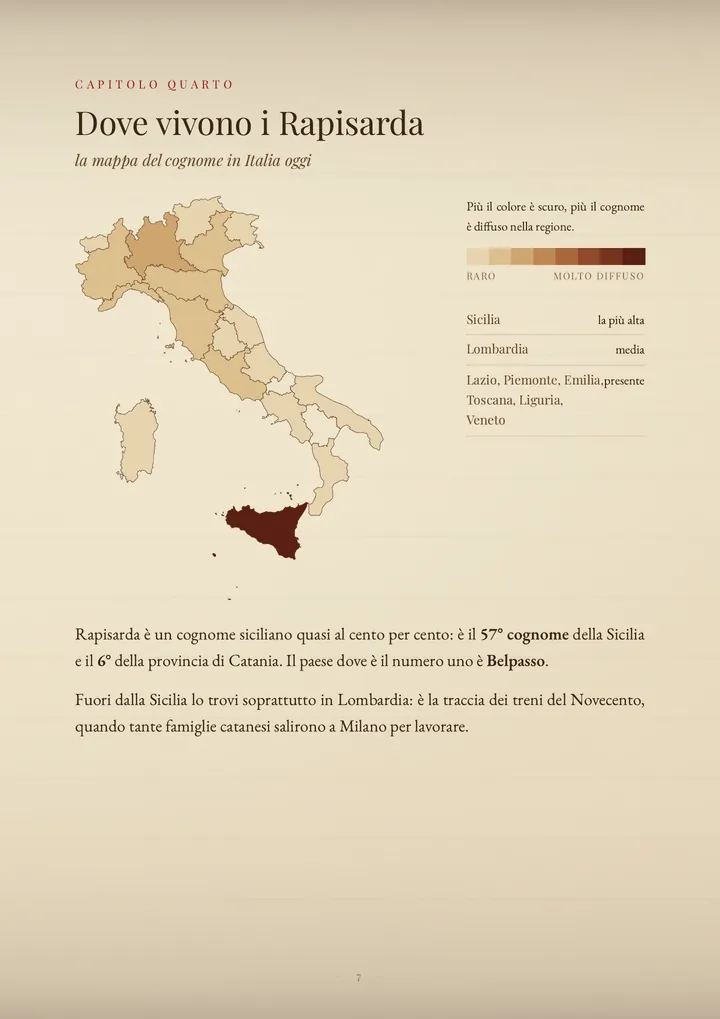 Una pagina del PDF sul cognome Rapisarda