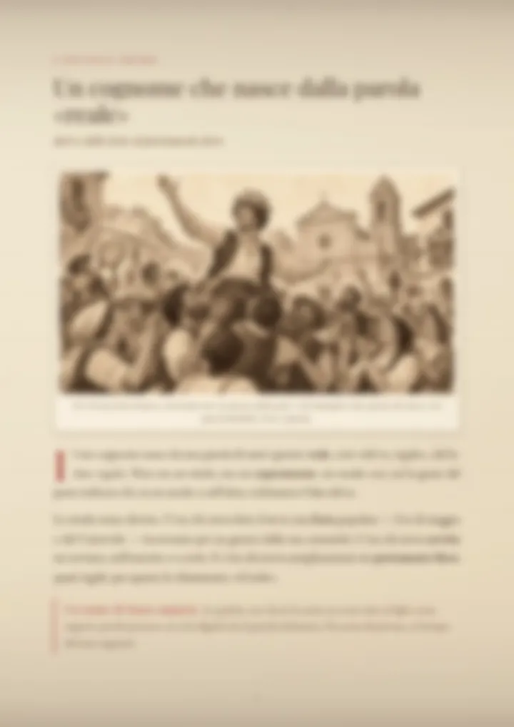 Una pagina del PDF sul cognome Reale, sfocata