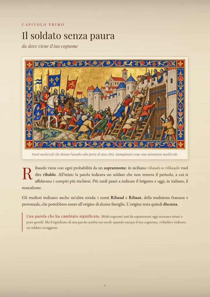 Una pagina del PDF sul cognome Ribaudo