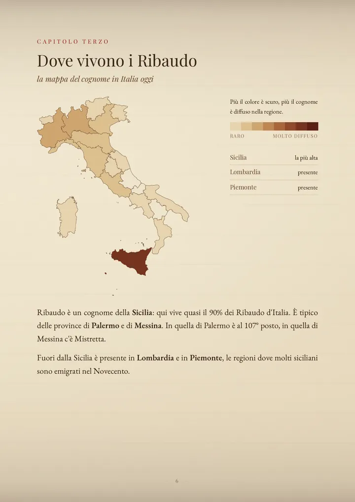 Una pagina del PDF sul cognome Ribaudo