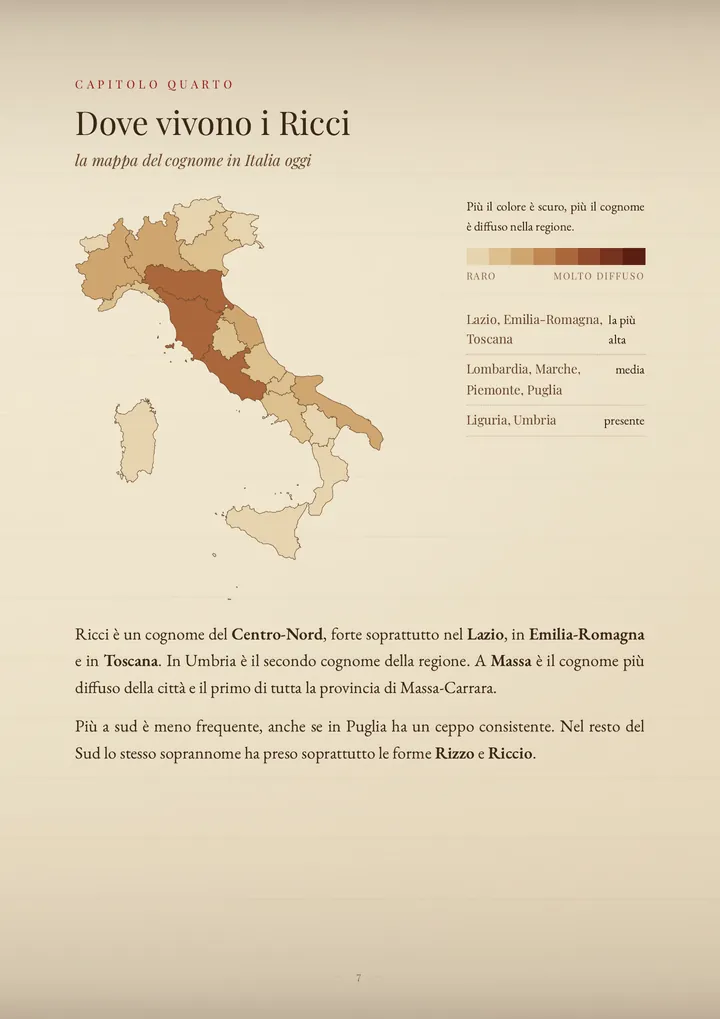 Una pagina del PDF sul cognome Ricci