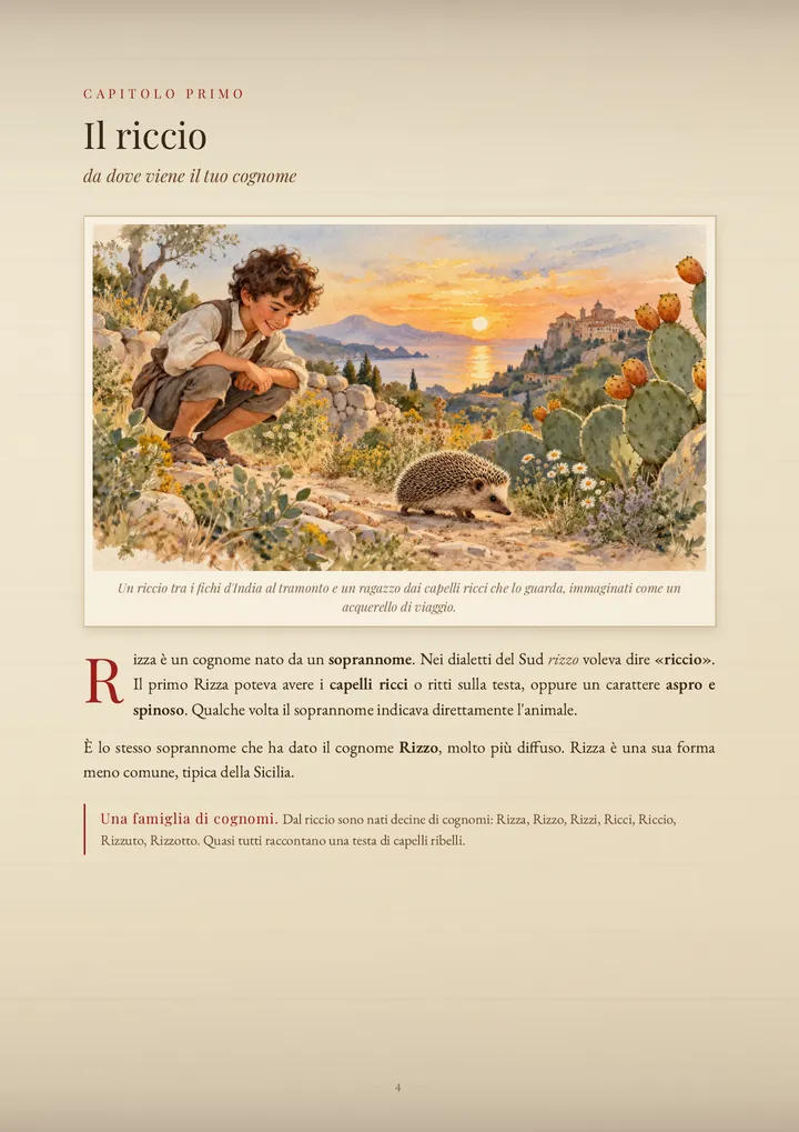 Una pagina del PDF sul cognome Rizza