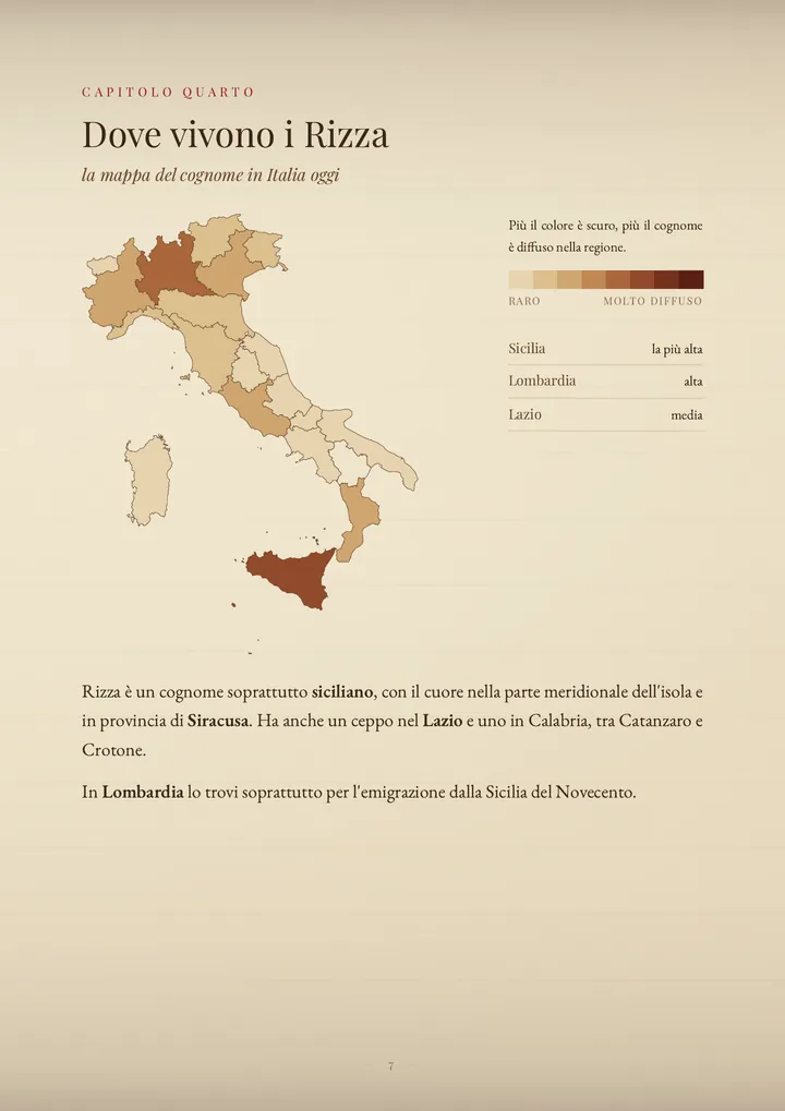 Una pagina del PDF sul cognome Rizza