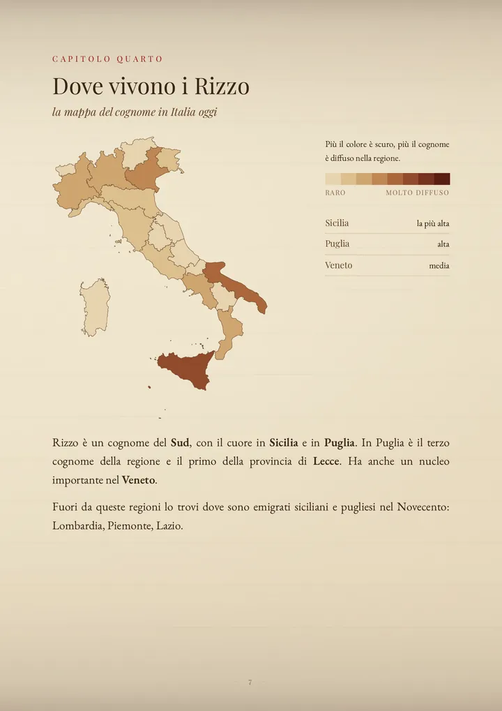 Una pagina del PDF sul cognome Rizzo