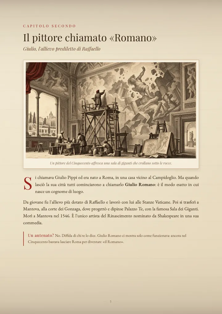 Una pagina del PDF sul cognome Romano
