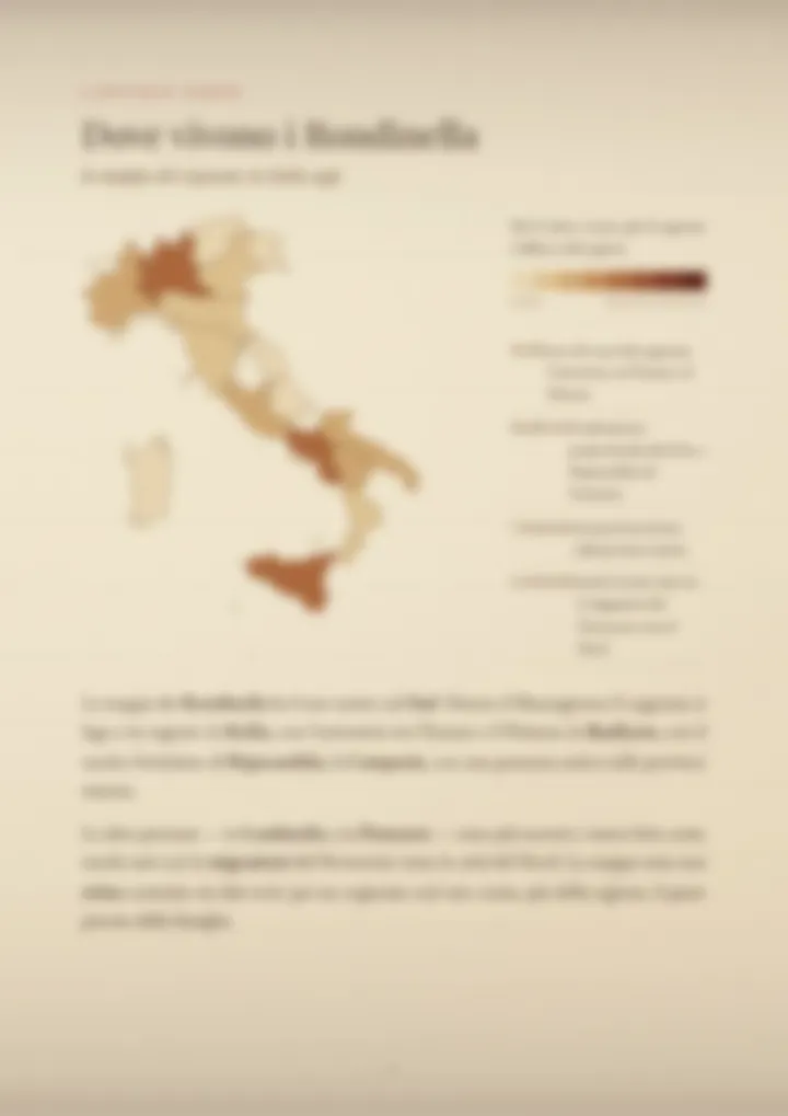 Una pagina del PDF sul cognome Rondinella, sfocata