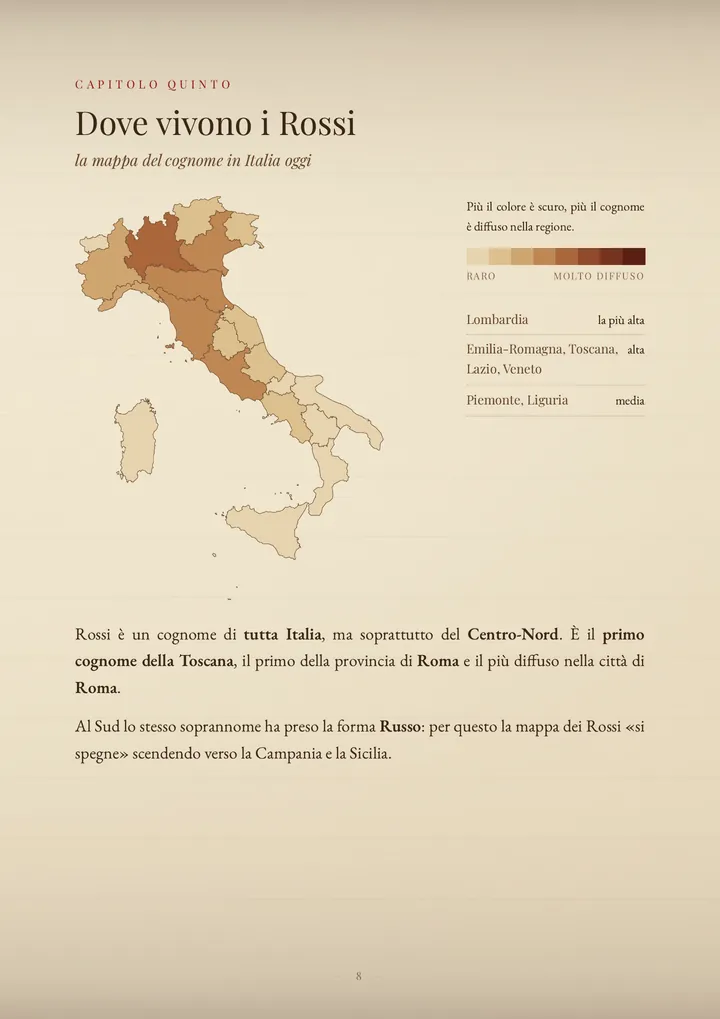 Una pagina del PDF sul cognome Rossi