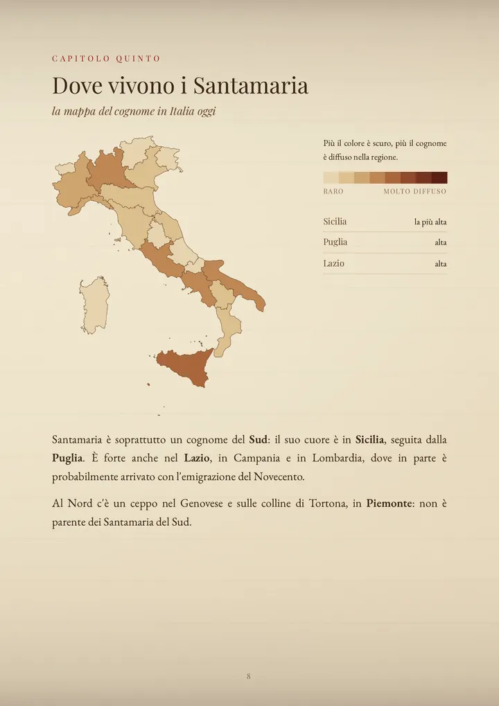 Una pagina del PDF sul cognome Santamaria