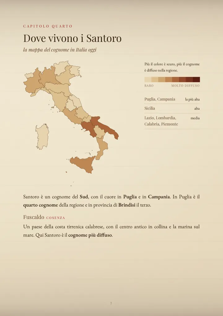 Una pagina del PDF sul cognome Santoro