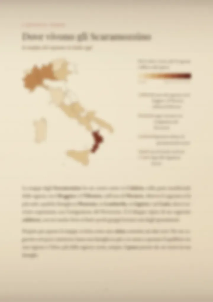 Una pagina del PDF sul cognome Scaramozzino, sfocata
