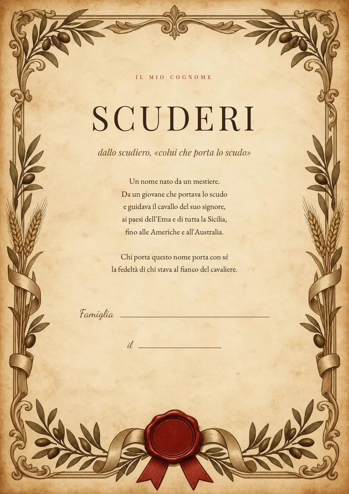 Una pagina del PDF sul cognome Scuderi