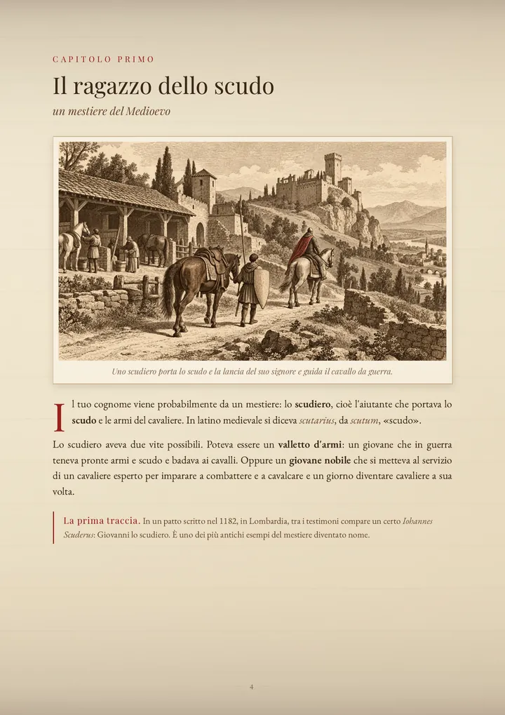 Una pagina del PDF sul cognome Scuderi