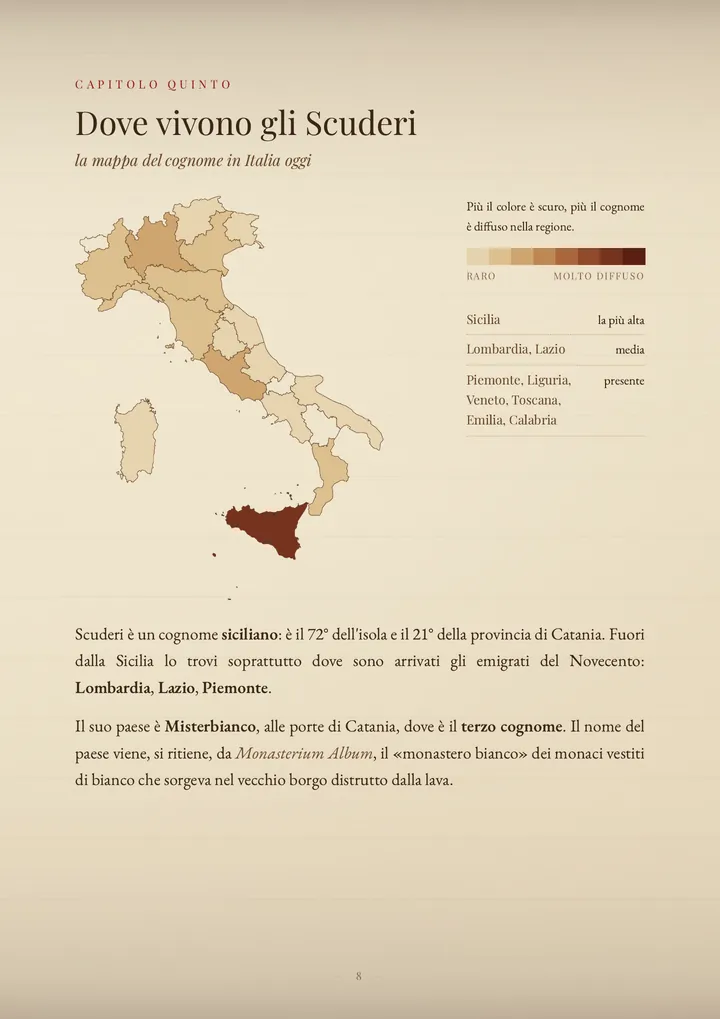 Una pagina del PDF sul cognome Scuderi