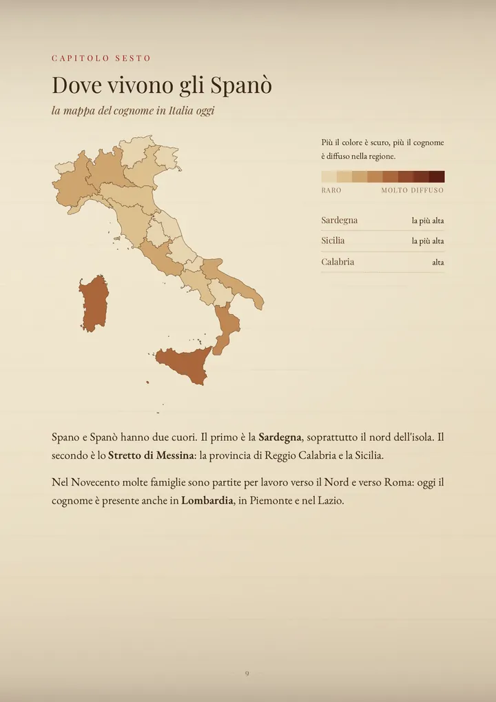 Una pagina del PDF sul cognome Spanò