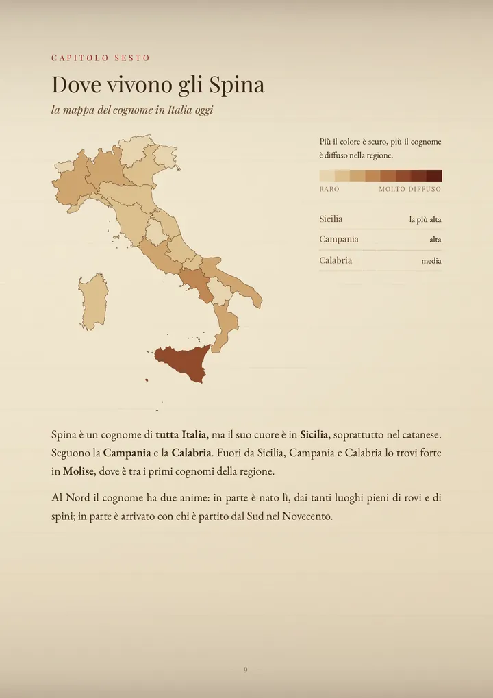 Una pagina del PDF sul cognome Spina