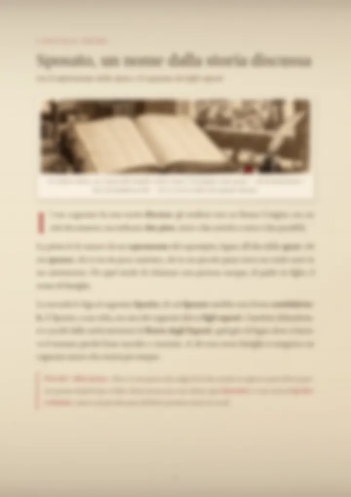 Una pagina del PDF sul cognome Sposato, sfocata