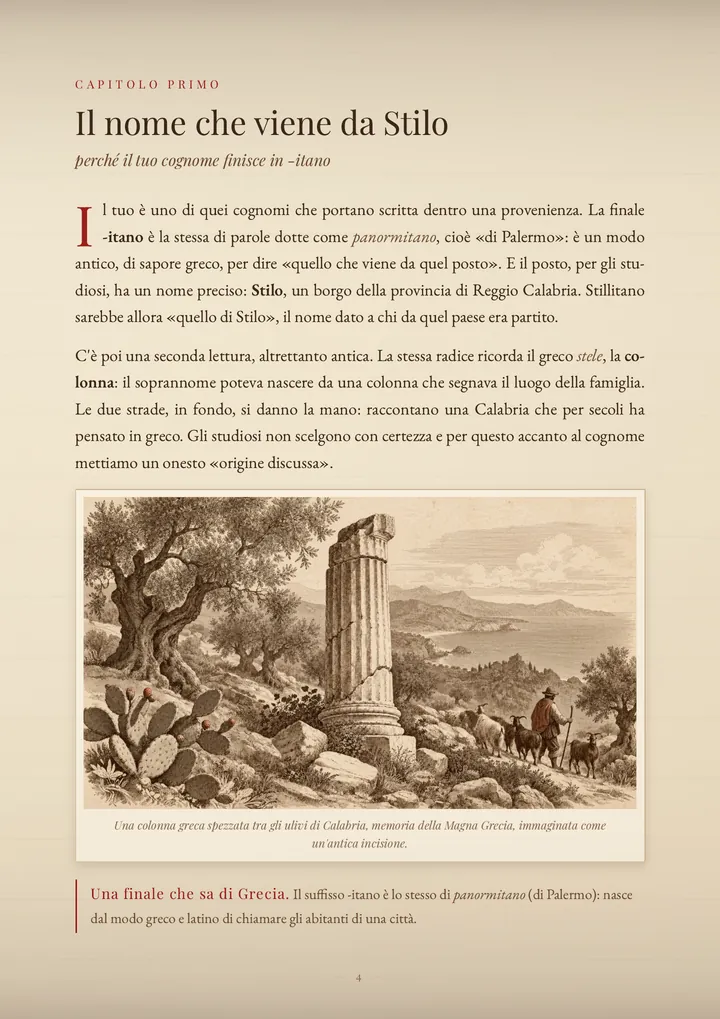 Una pagina del PDF sul cognome Stillitano