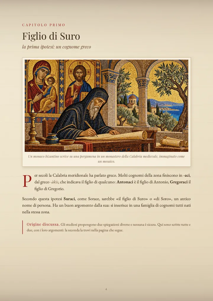 Una pagina del PDF sul cognome Suraci