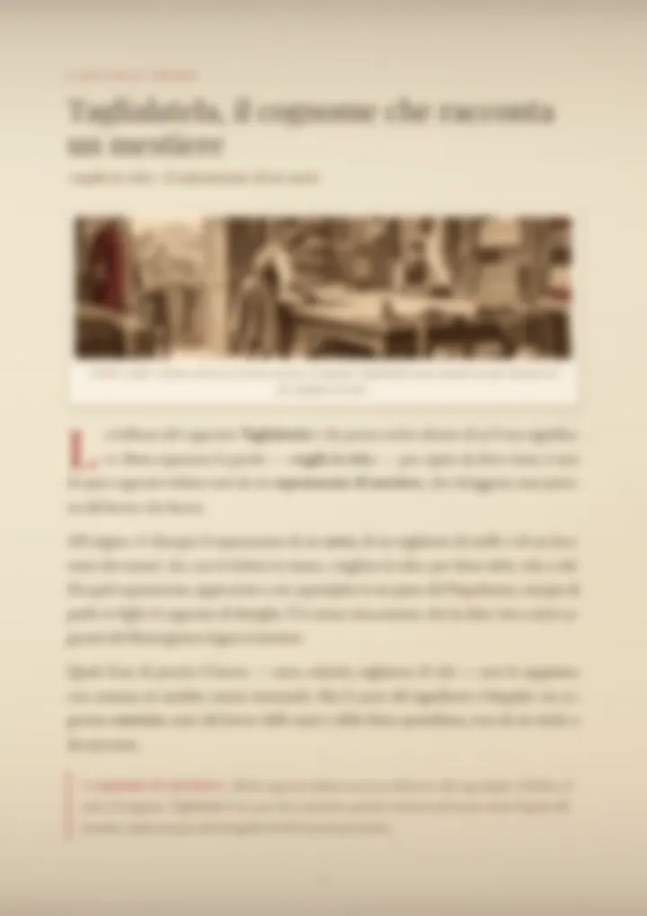 Una pagina del PDF sul cognome Taglialatela, sfocata