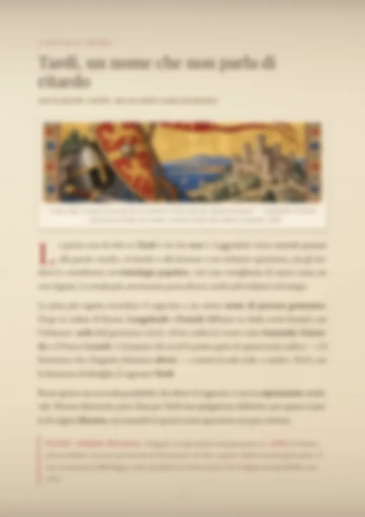 Una pagina del PDF sul cognome Tardi, sfocata