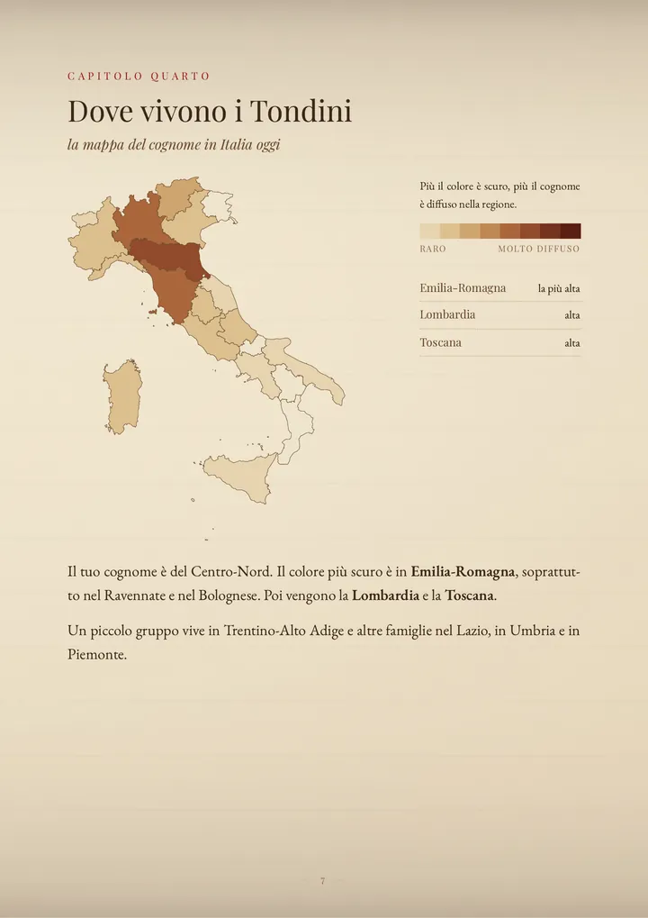 Una pagina del PDF sul cognome Tondini