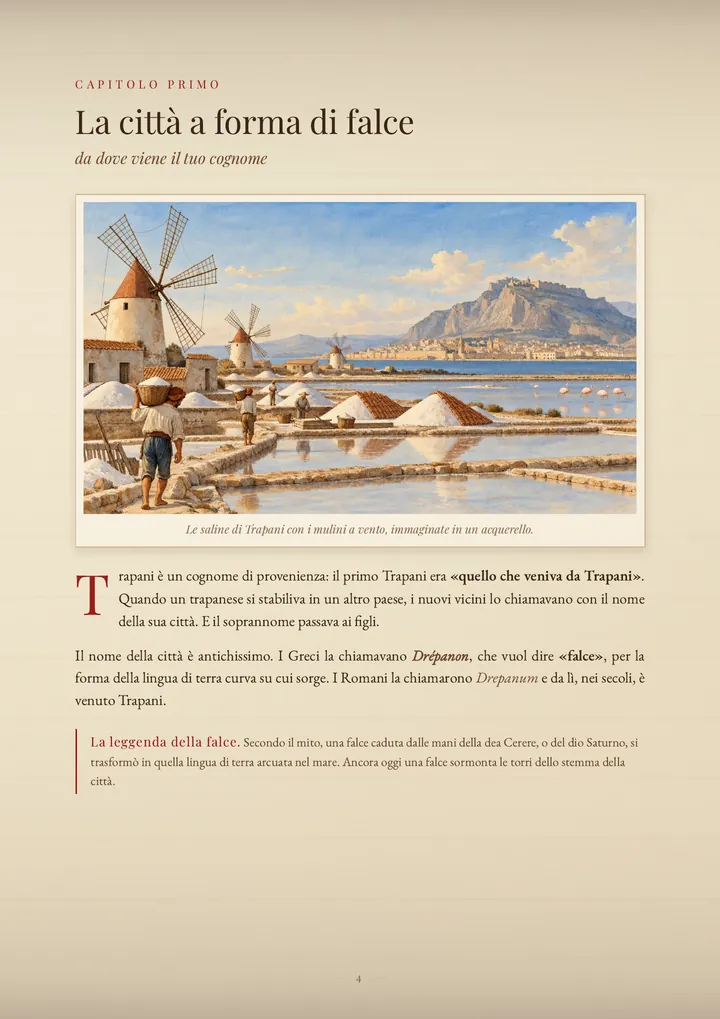 Una pagina del PDF sul cognome Trapani
