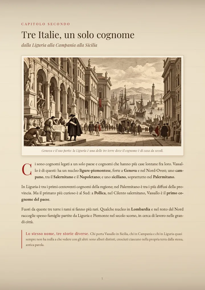 Una pagina del PDF sul cognome Vassallo