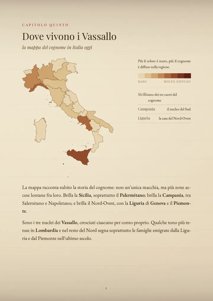 Una pagina del PDF sul cognome Vassallo
