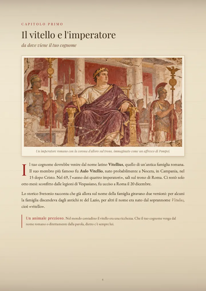 Una pagina del PDF sul cognome Vitello