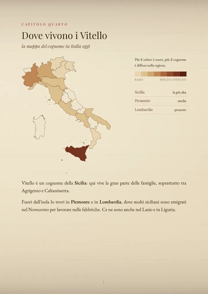 Una pagina del PDF sul cognome Vitello