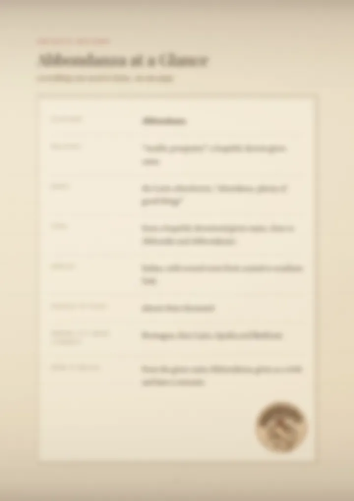 A blurred page from the PDF on the Abbondanza surname