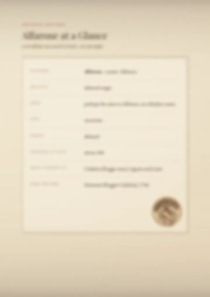 A blurred page from the PDF on the Alfarone surname